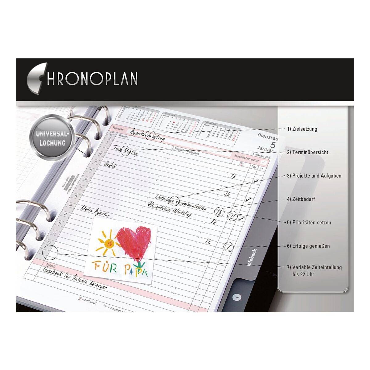 Wochenplan A7 Mini 1 Woche/2 Seiten Kalendarium 2025