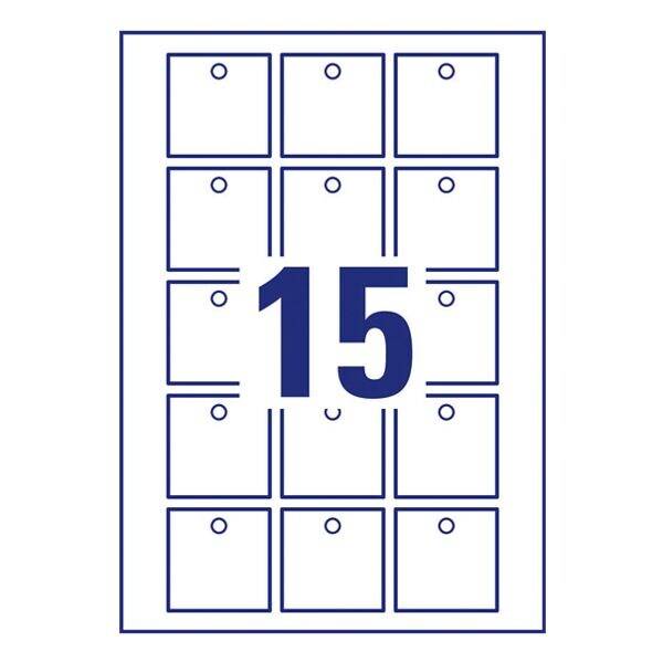 Avery-Zweckform T1002-10 Anhänger-Etiketten 50 x 50mm Karton Weiß 150 St. Nicht klebend Farblaserdrucker, Laserdrucker