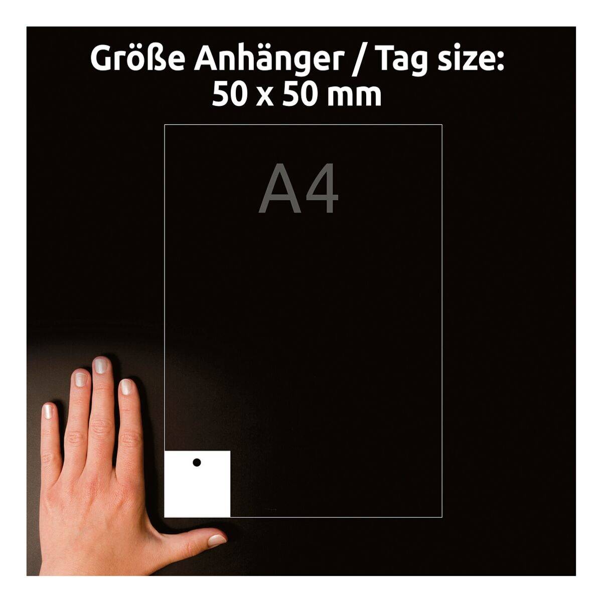 Avery-Zweckform T1002-10 Anhänger-Etiketten 50 x 50mm Karton Weiß 150 St. Nicht klebend Farblaserdrucker, Laserdrucker