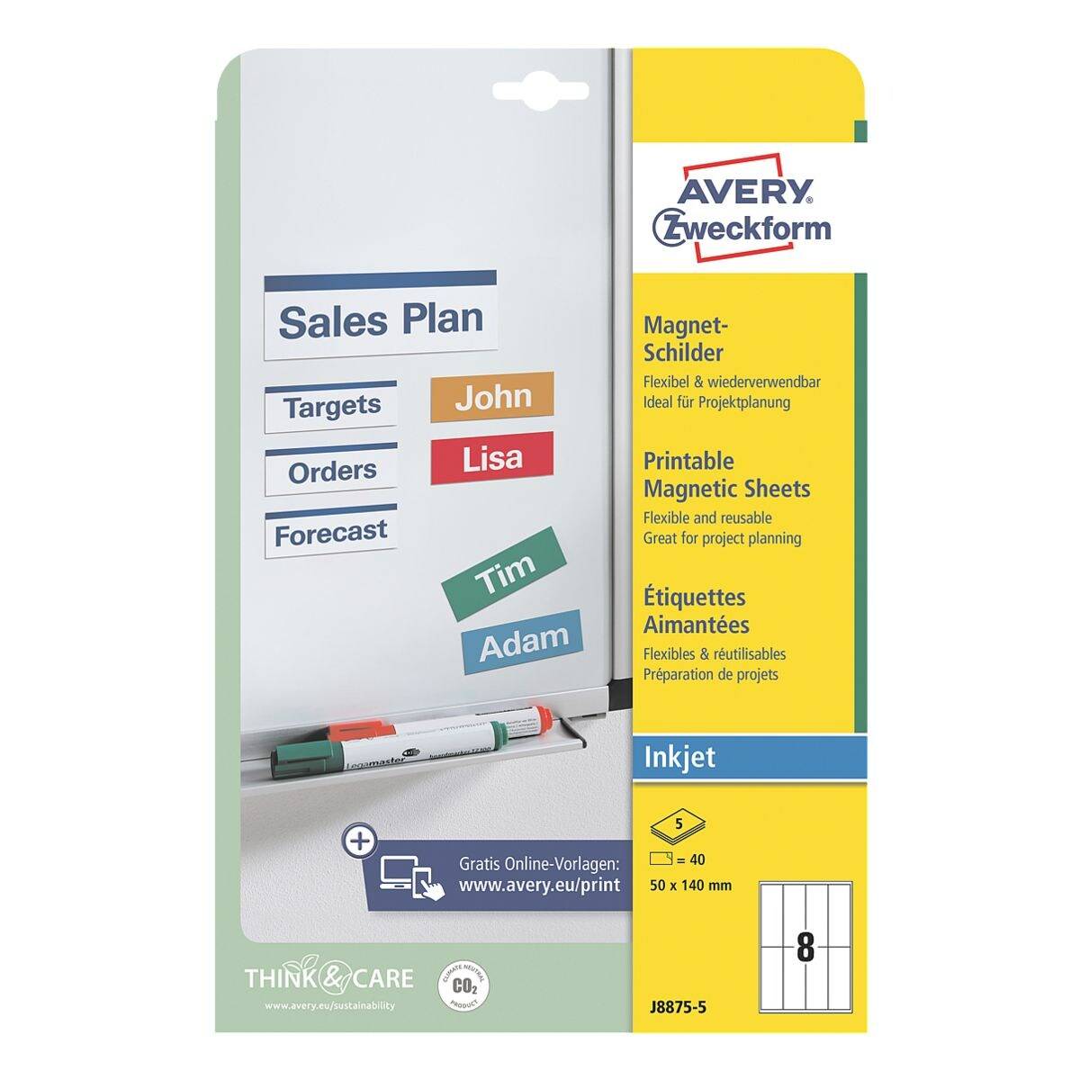 AVERY Inkjet-Magnetschild, (B)50 x (H)140 mm