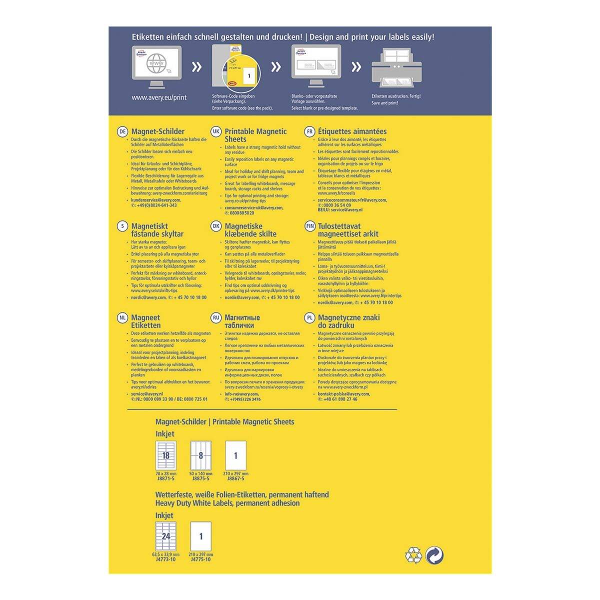 AVERY Inkjet-Magnetschild, (B)50 x (H)140 mm