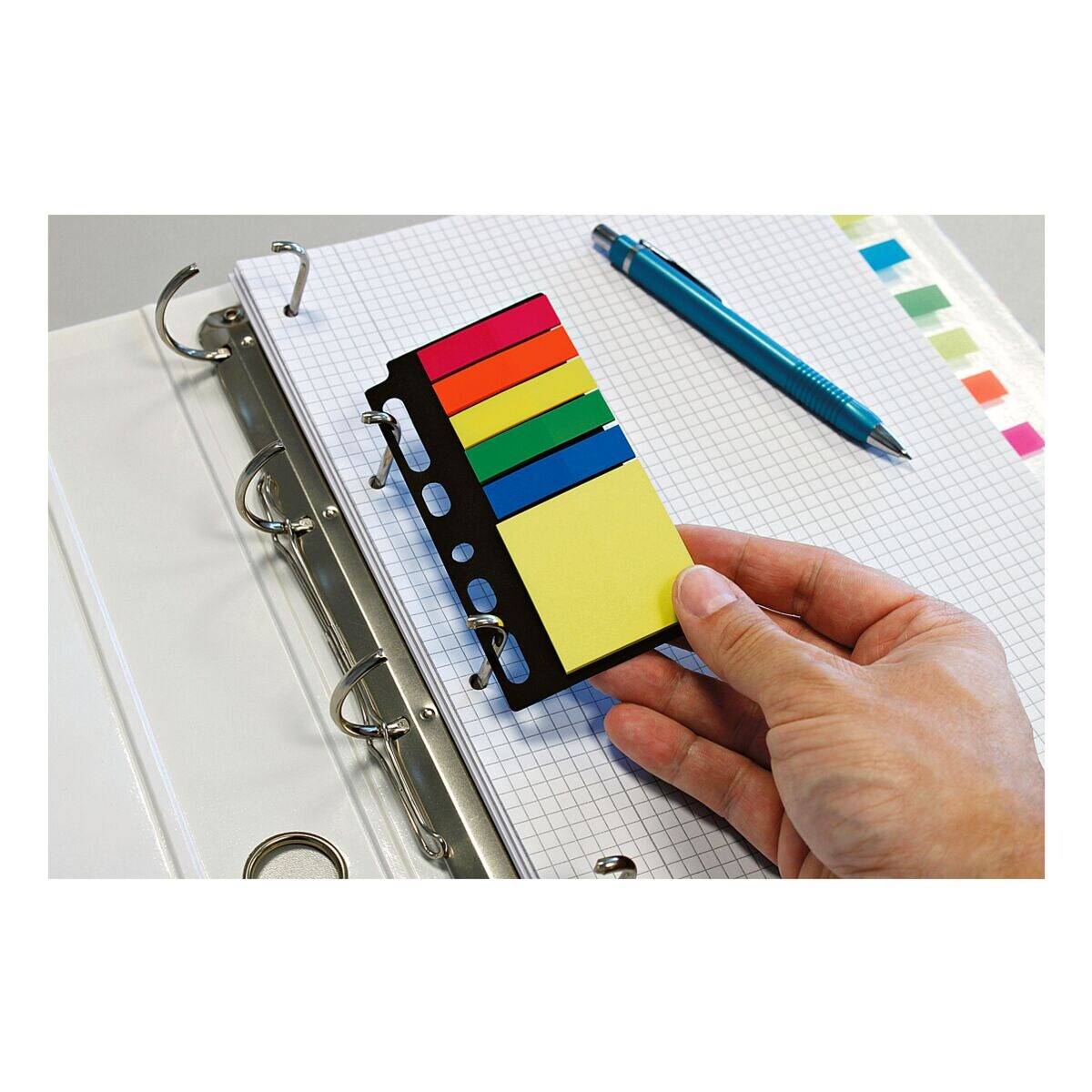 info Folderset: Pagemarker (4,4 x 1,2 cm) und Haftnotizen (5 x 4 cm)
