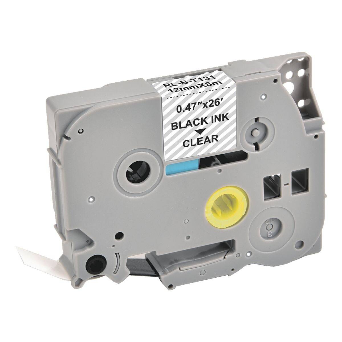 Schriftband G&G 15026 Kompatibel ersetzt Brother TZe-131 Bandfarbe: Transparent Schriftfarbe: Schwarz 12 mm 8 m