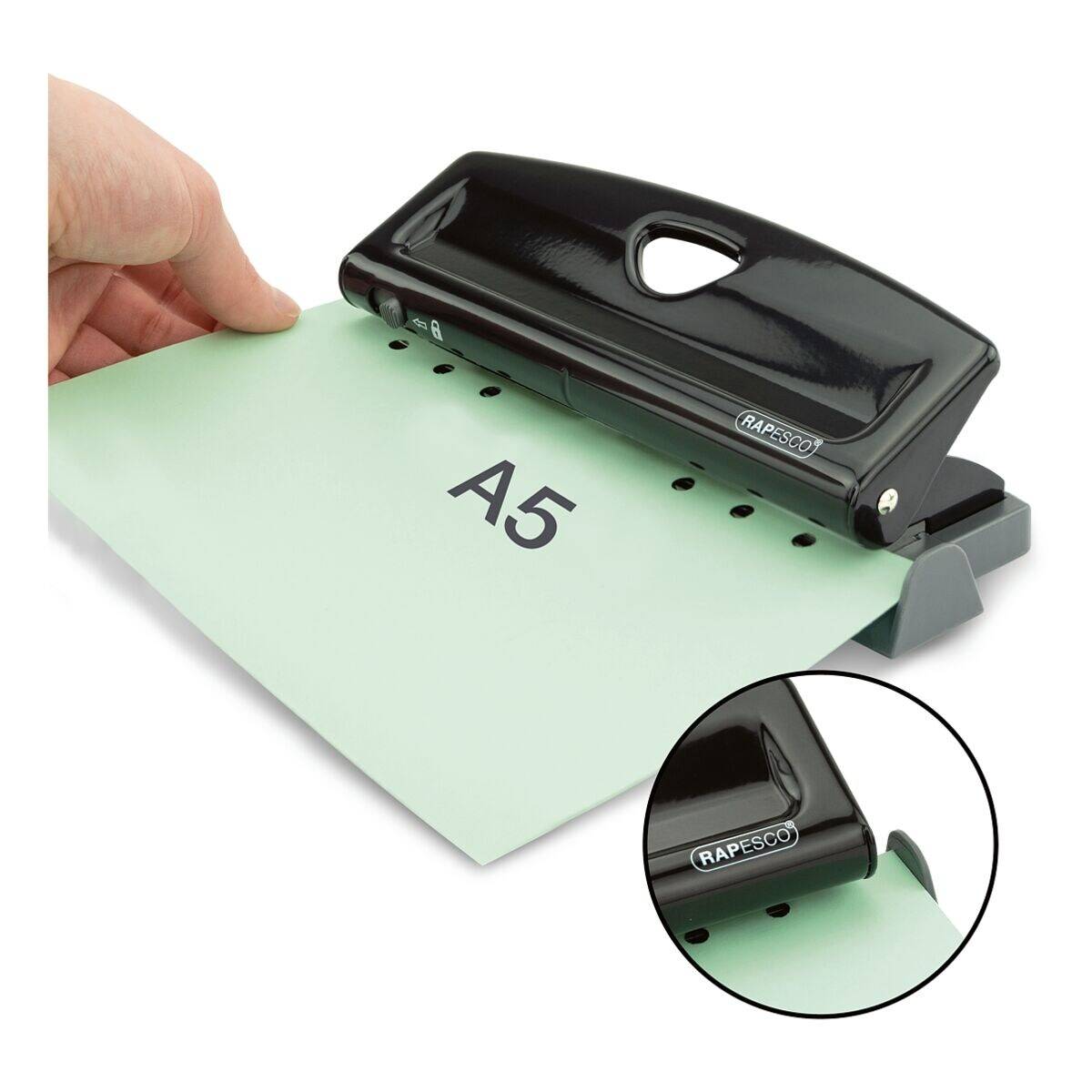 Rapesco 1725, 9 Blätter, Schwarz, Metall, 5,5 mm, A5, Personal, Compact, Slimline, Pocket, Filofax Mini, A6, 1 Stück(e)