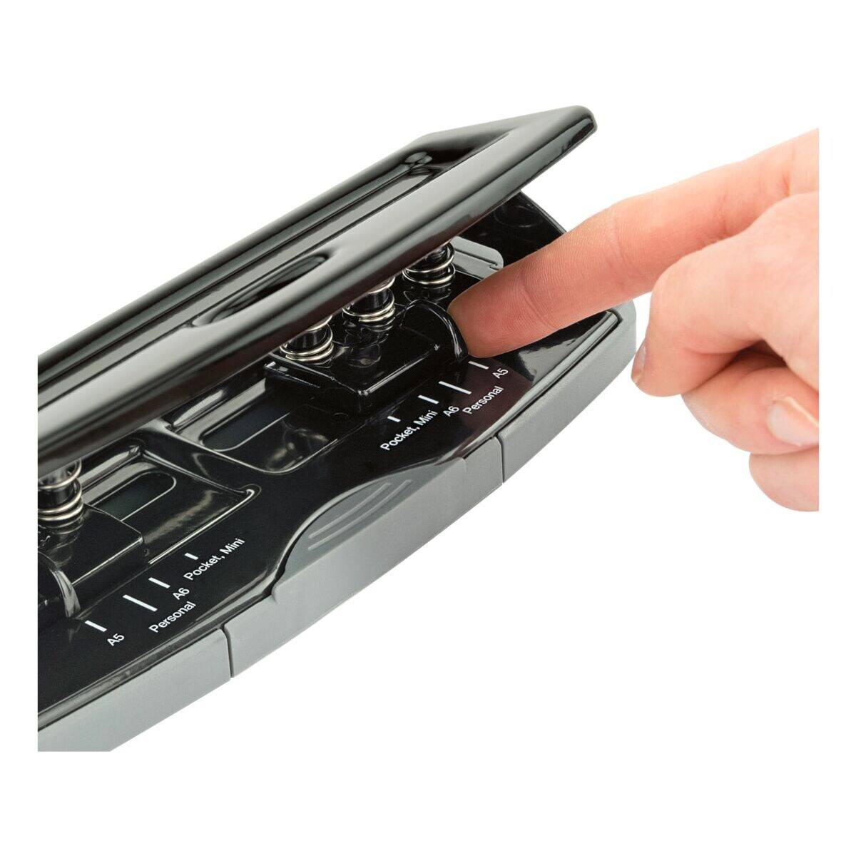 Rapesco 1725, 9 Blätter, Schwarz, Metall, 5,5 mm, A5, Personal, Compact, Slimline, Pocket, Filofax Mini, A6, 1 Stück(e)