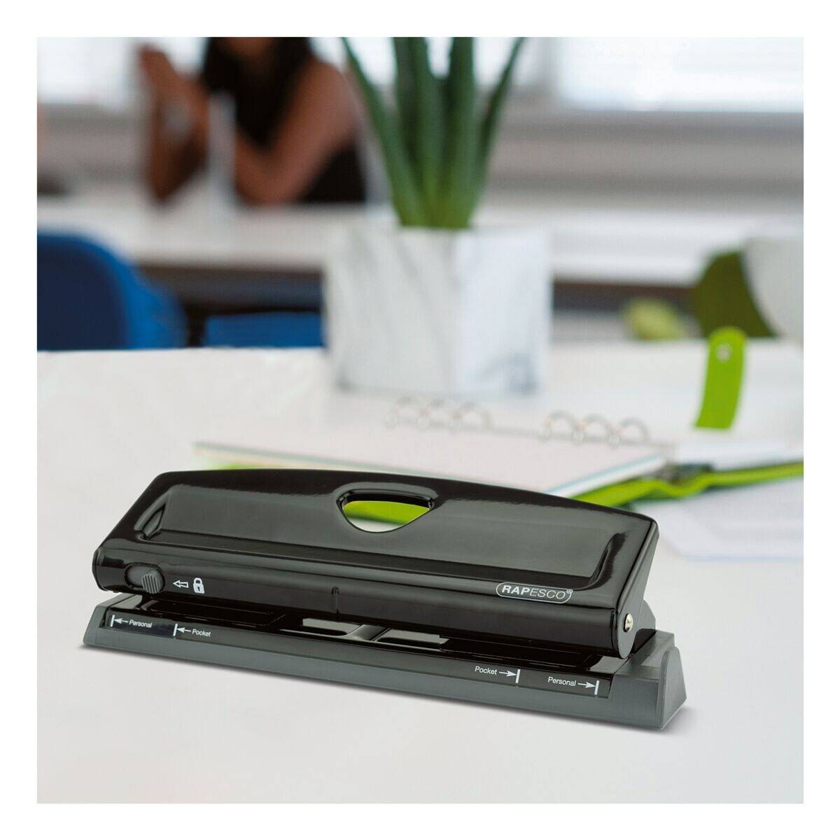 Rapesco 1725, 9 Blätter, Schwarz, Metall, 5,5 mm, A5, Personal, Compact, Slimline, Pocket, Filofax Mini, A6, 1 Stück(e)