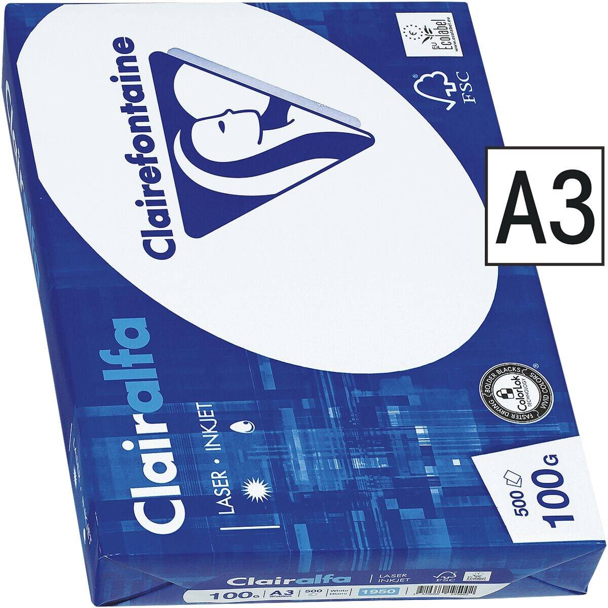 Kopierpapier Clairalfa A3 100g/qm weiß VE=500 Blatt