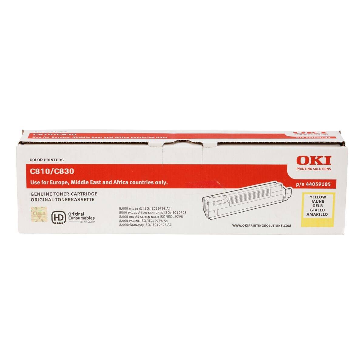 OKI Tonerkassette C810 C830 Original Gelb 8000 Seiten 44059105