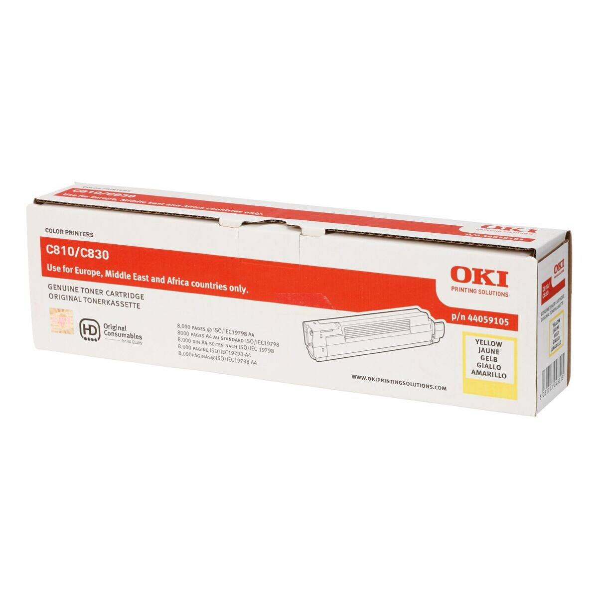 OKI Tonerkassette C810 C830 Original Gelb 8000 Seiten 44059105