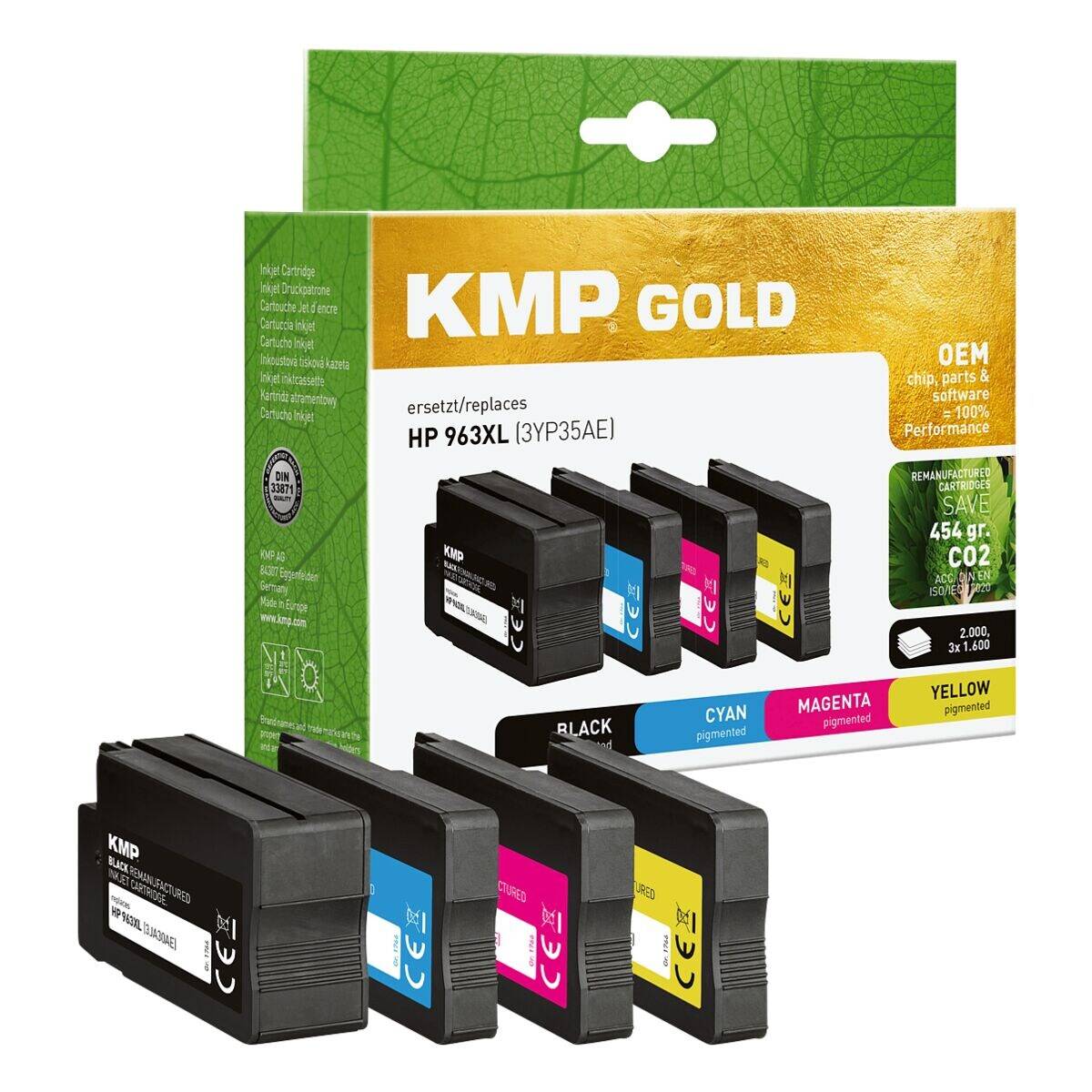 KMP 1766,6005, Hohe (XL-) Ausbeute, Schwarz, Cyan, Magenta, Gelb, 55 ml, 30 ml, 4 Stück(e), Multipack
