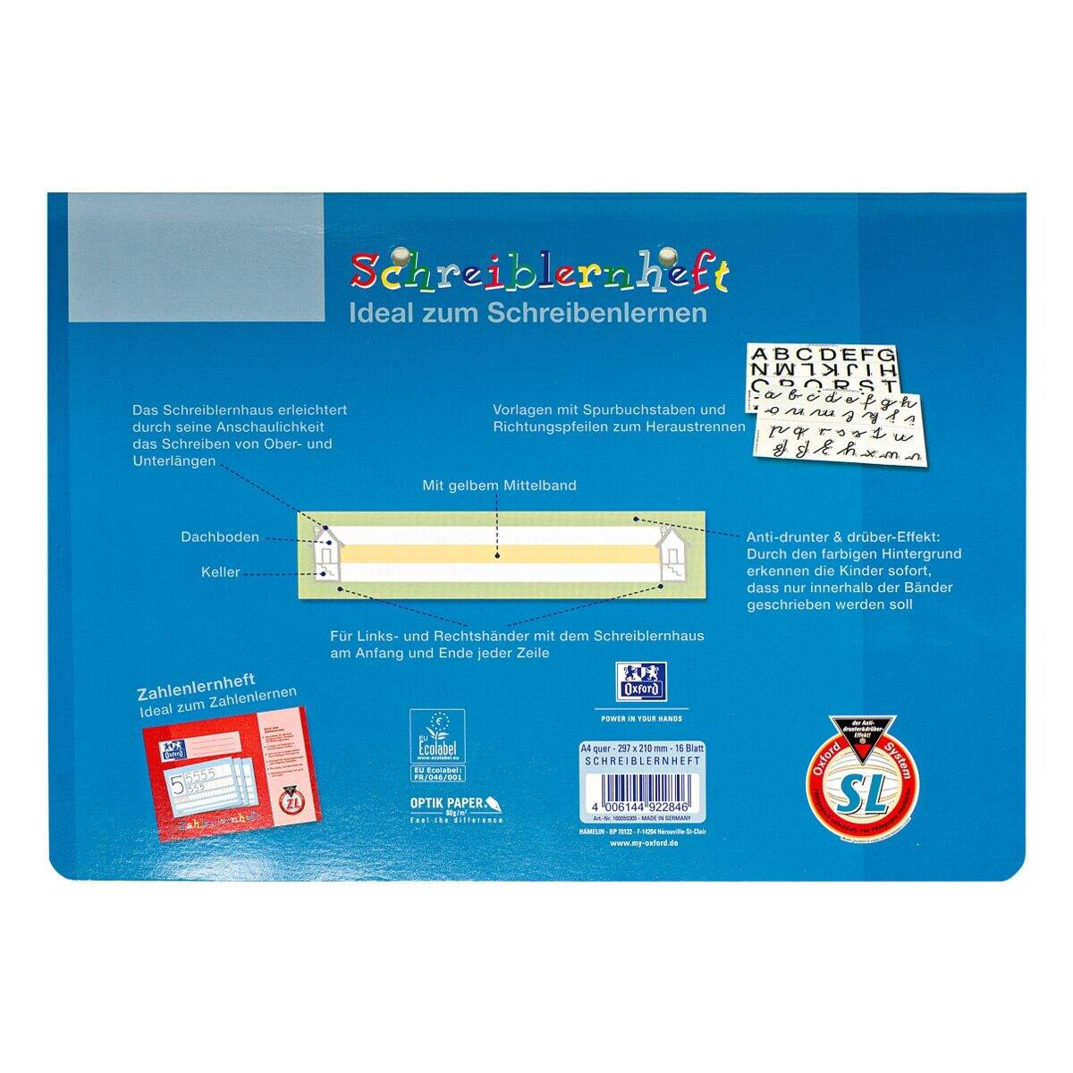 Oxford Schreiblernheft, DIN A4 quer, Lineatur: SL / Bayern