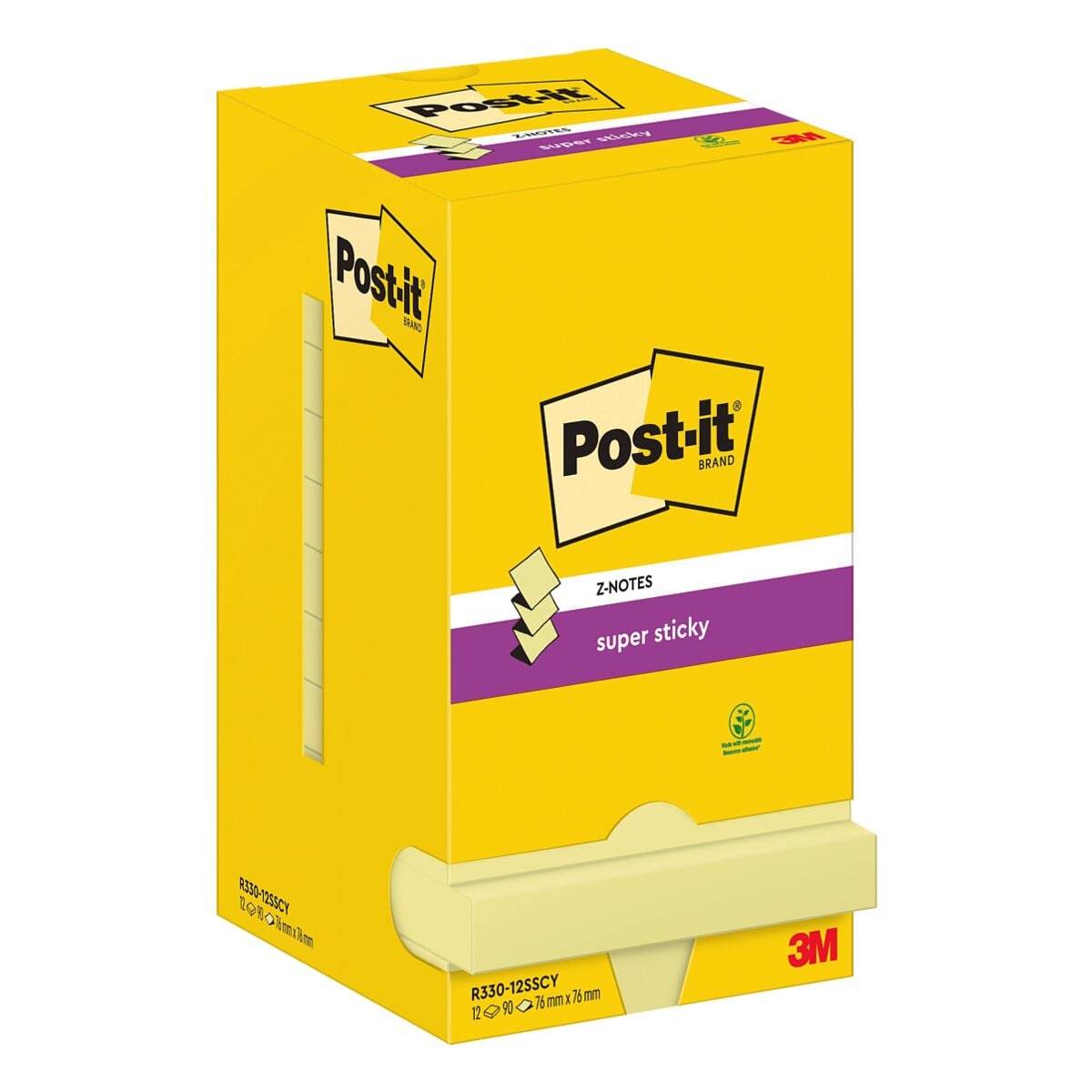 Post-it Haftnotiz Super Sticky R330-12SS-CY 76x76mm ge 12x90Bl