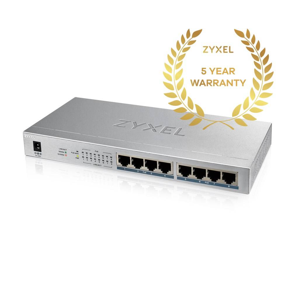 ZyXEL GS1008-HP Netzwerk Switch 8 Port 2000 MBit/s PoE-Funktion