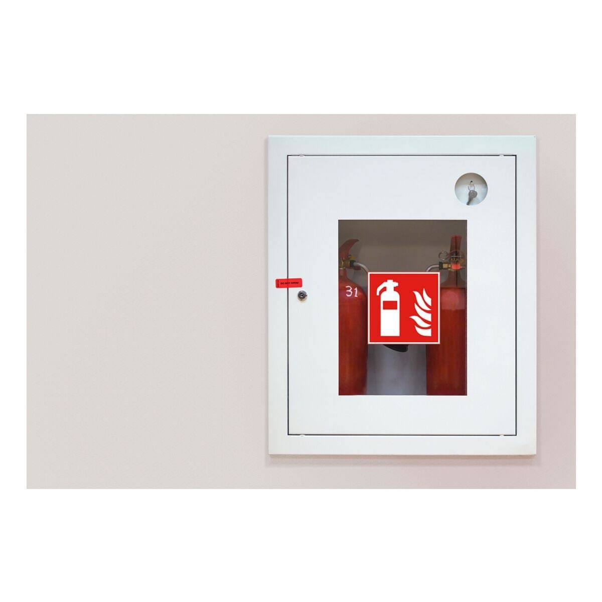 Exacompta Hinweisschild Feuerlöscher PVC selbstklebend 10x10 cm Rot 67030E