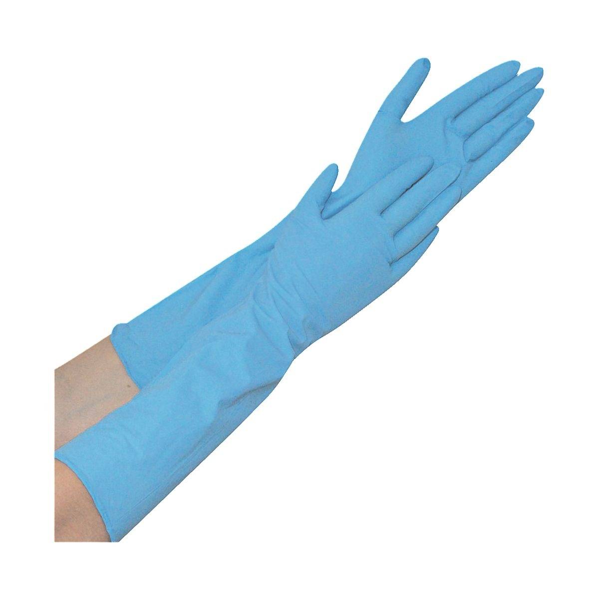 Hygostar Extra Safe Superlong Nitril-Einweghandschuh (50 St.) Länge 50cm Farbe: Blau Gr. 8 (M)