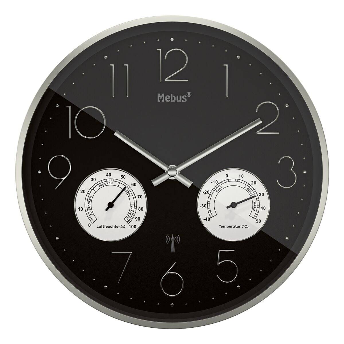 Mebus Funkuhr mit Thermo-/ Hygrommeter - 30 cm