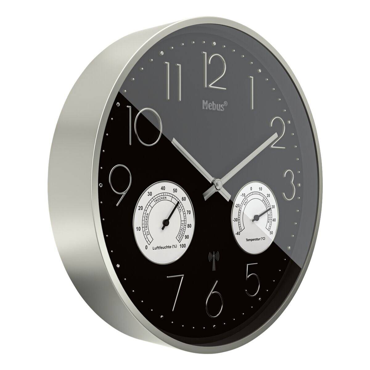 Mebus Funkuhr mit Thermo-/ Hygrommeter - 30 cm
