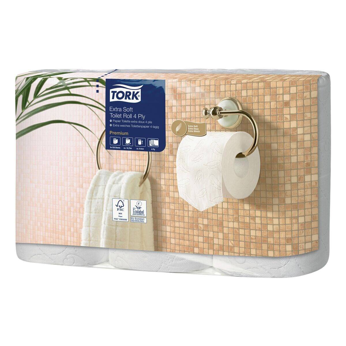 TORK Premium Extra Soft Toilettenpapier 4-lagig, weiß - 42 Rollen (7 Pack à 6 Rollen)