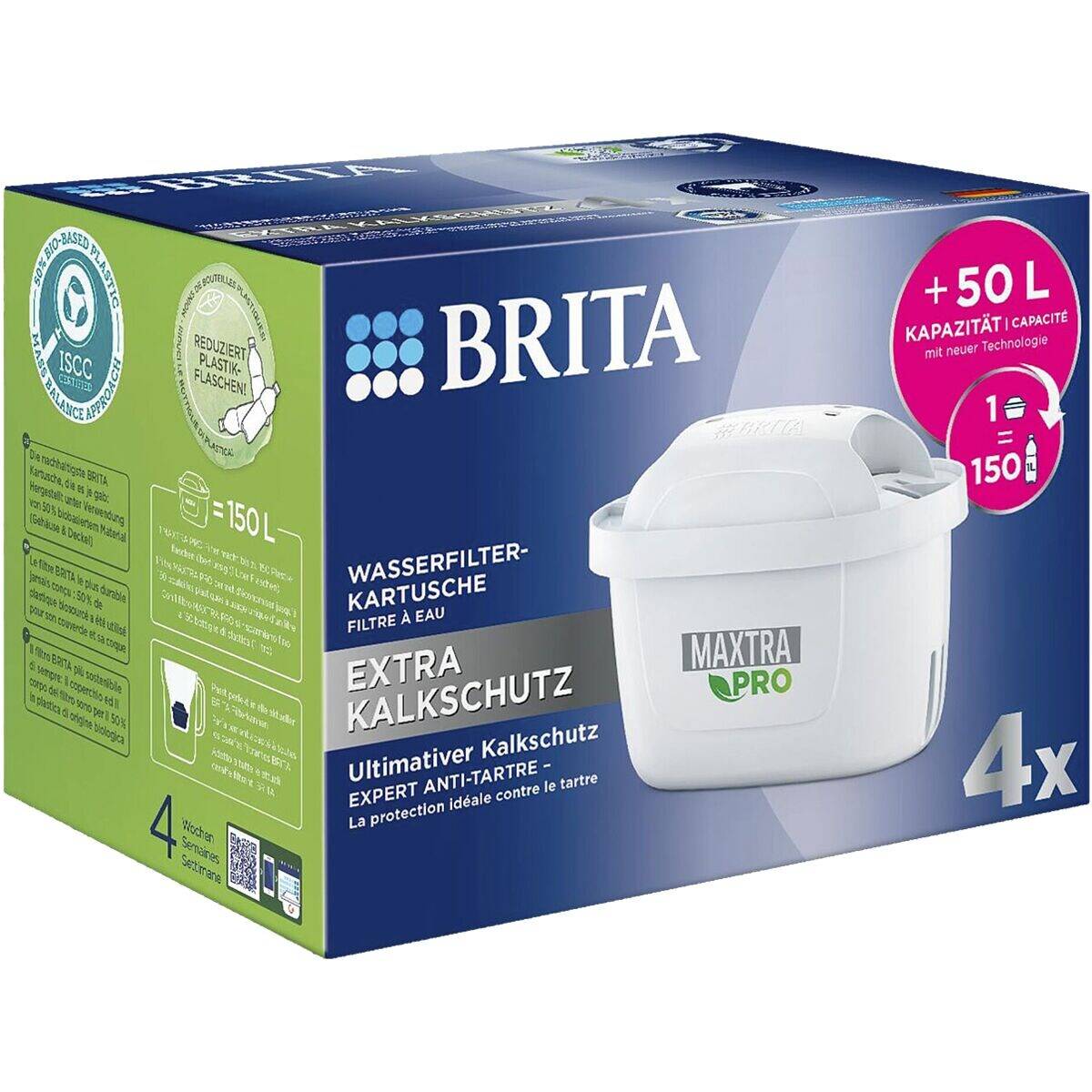 BRITA Maxtra Pro Extra Kalkschutz Pack 4 - 4er Pack Wasserfilterkartusche
