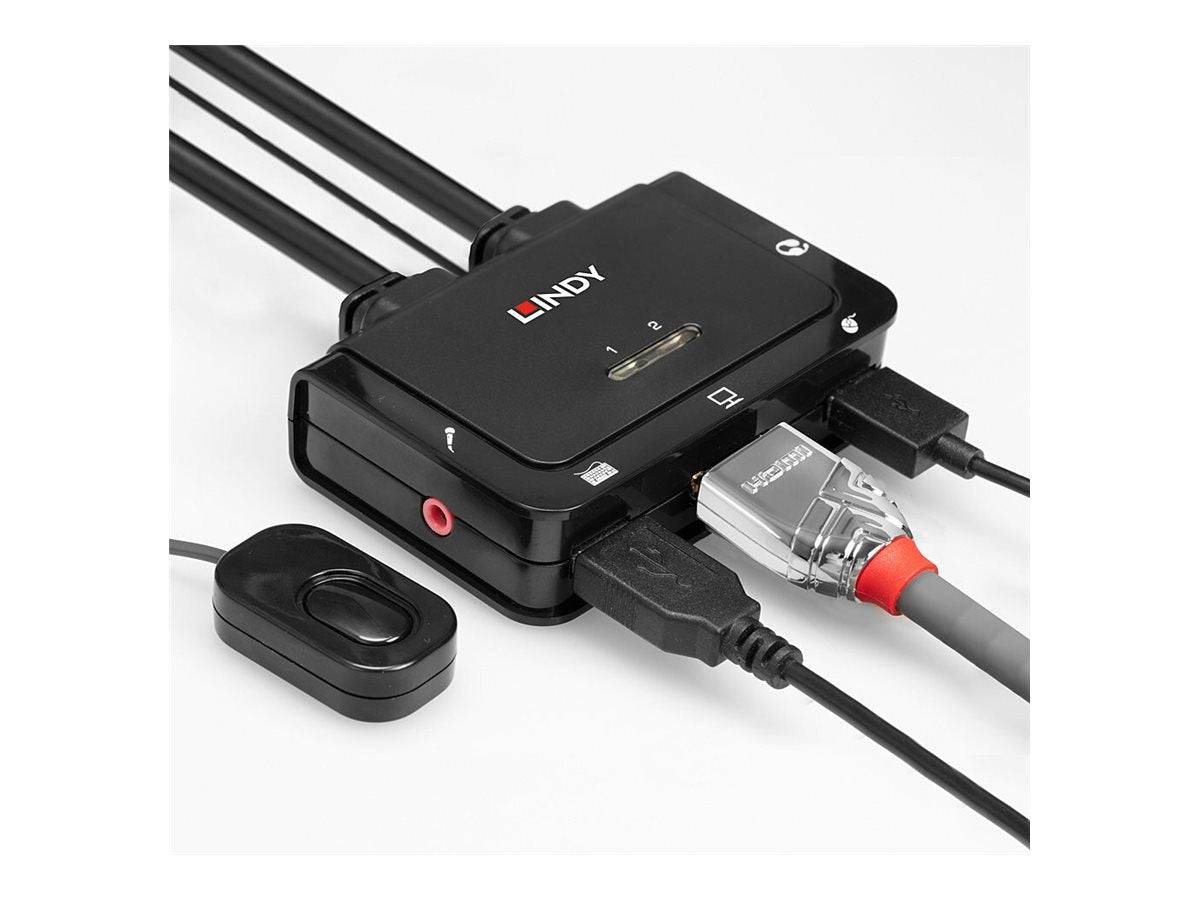 Lindy 2 Port HDMI 2.0, USB 2.0 &amp; Audio Cable KVM Switch - KVM-/Audio-Switch - 2