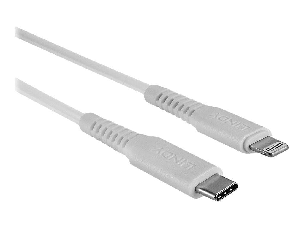 LINDY USB-Kabel USB 2.0 Apple Lightning Stecker, USB-C® Stecker 1.00m Weiß 31316