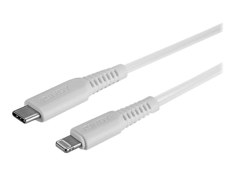 LINDY USB-Kabel USB 2.0 Apple Lightning Stecker, USB-C® Stecker 1.00m Weiß 31316