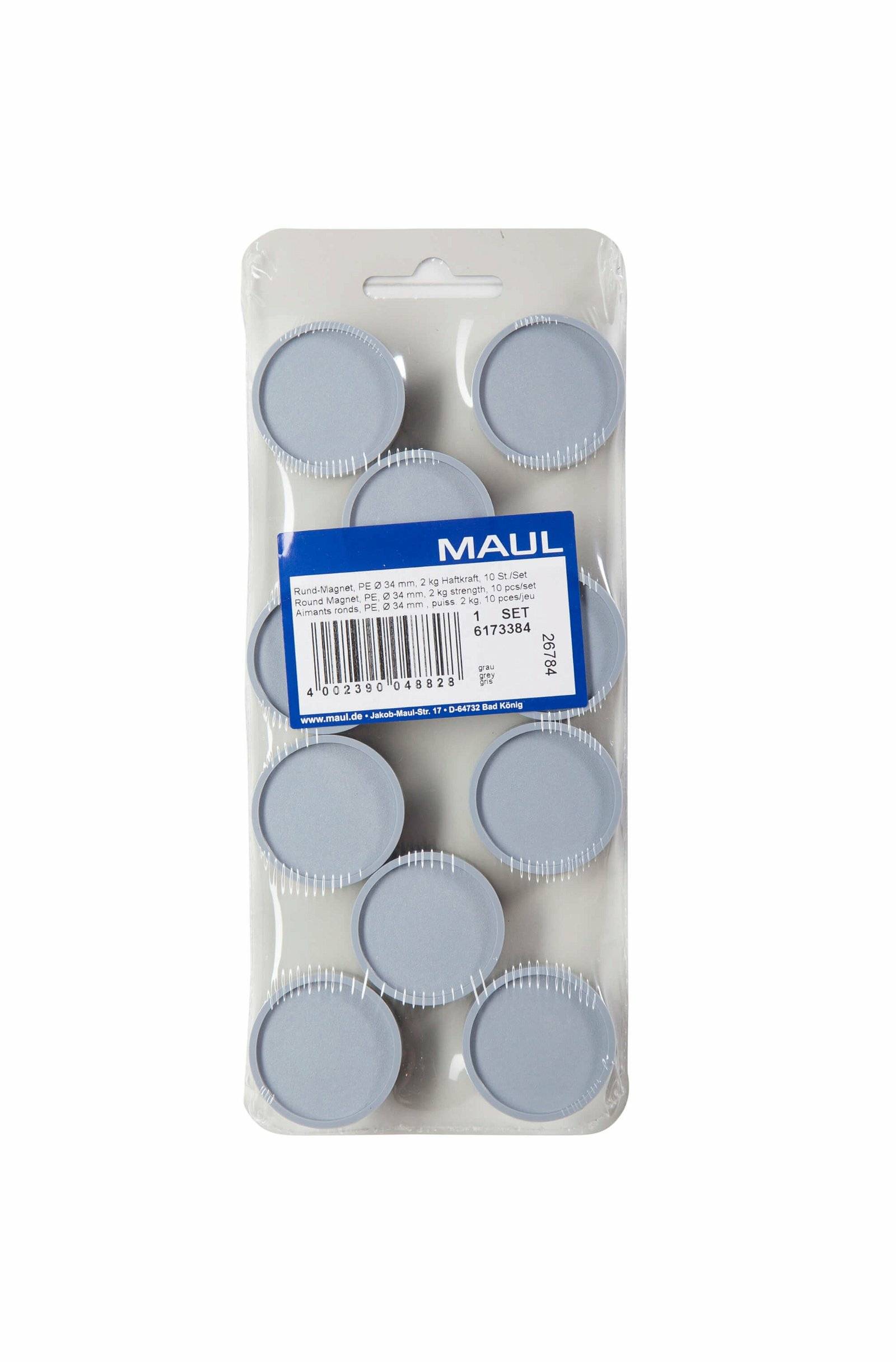 JAKOB MAUL - Industriemagnet rund 29mm 10 Stück grau