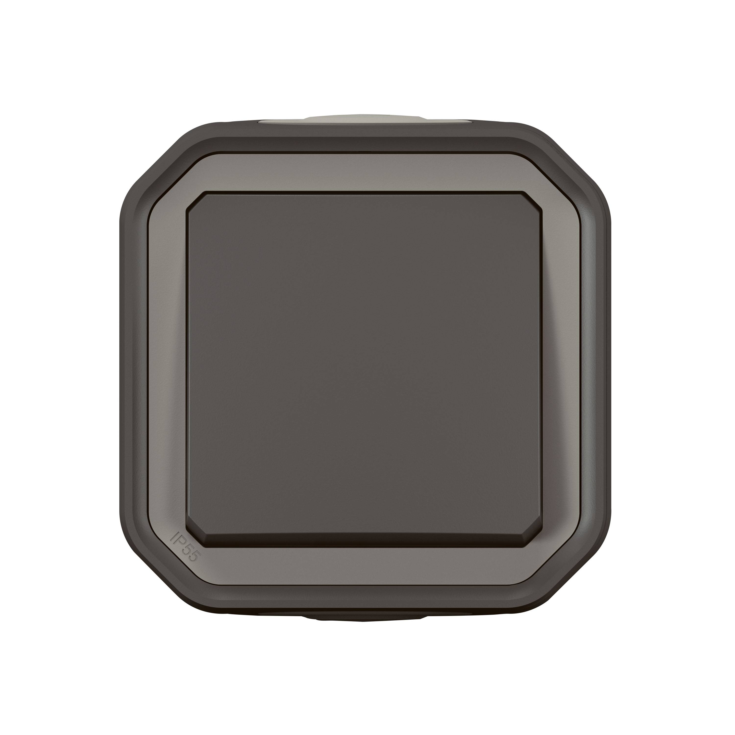 LEGRAND, Plexo New FRAP Taster 10 A, Steckklemmen (SL), IP55, IK08, Anthrazit, 069790L