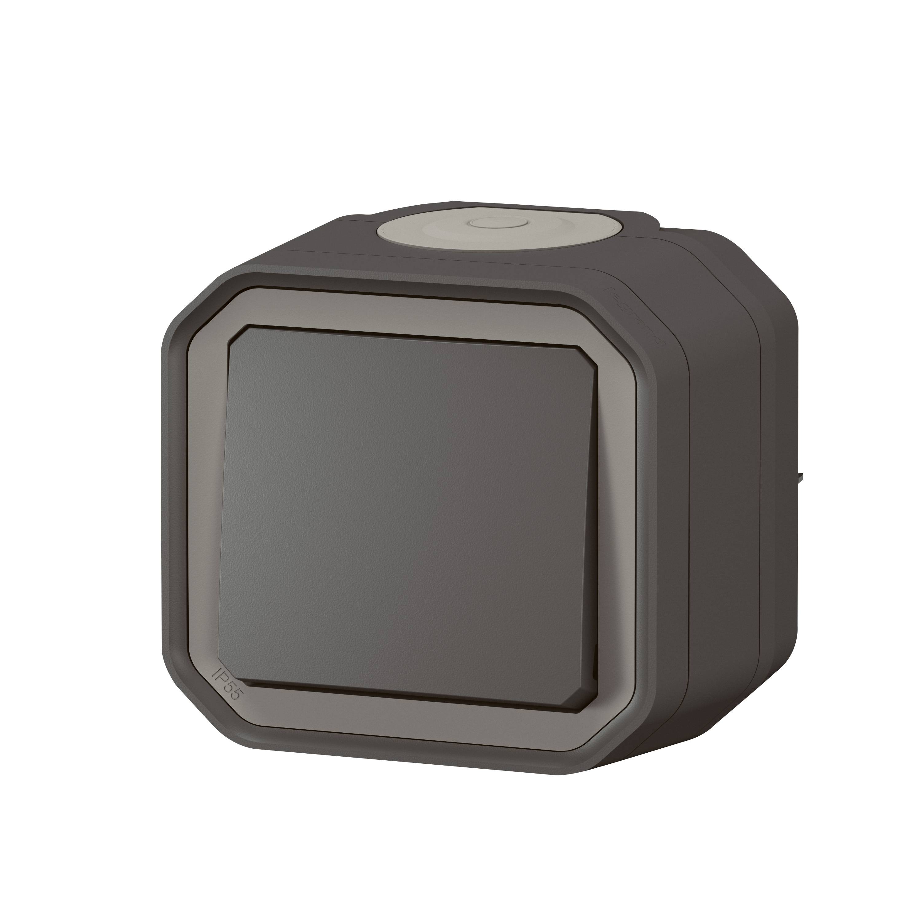 LEGRAND, Plexo New FRAP Taster 10 A, Steckklemmen (SL), IP55, IK08, Anthrazit, 069790L