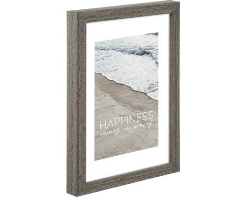 Waves, Glas, MDF-Platten, Graubraun, Einzelbilderrahmen, Wand, 20 x 28 cm, Recht