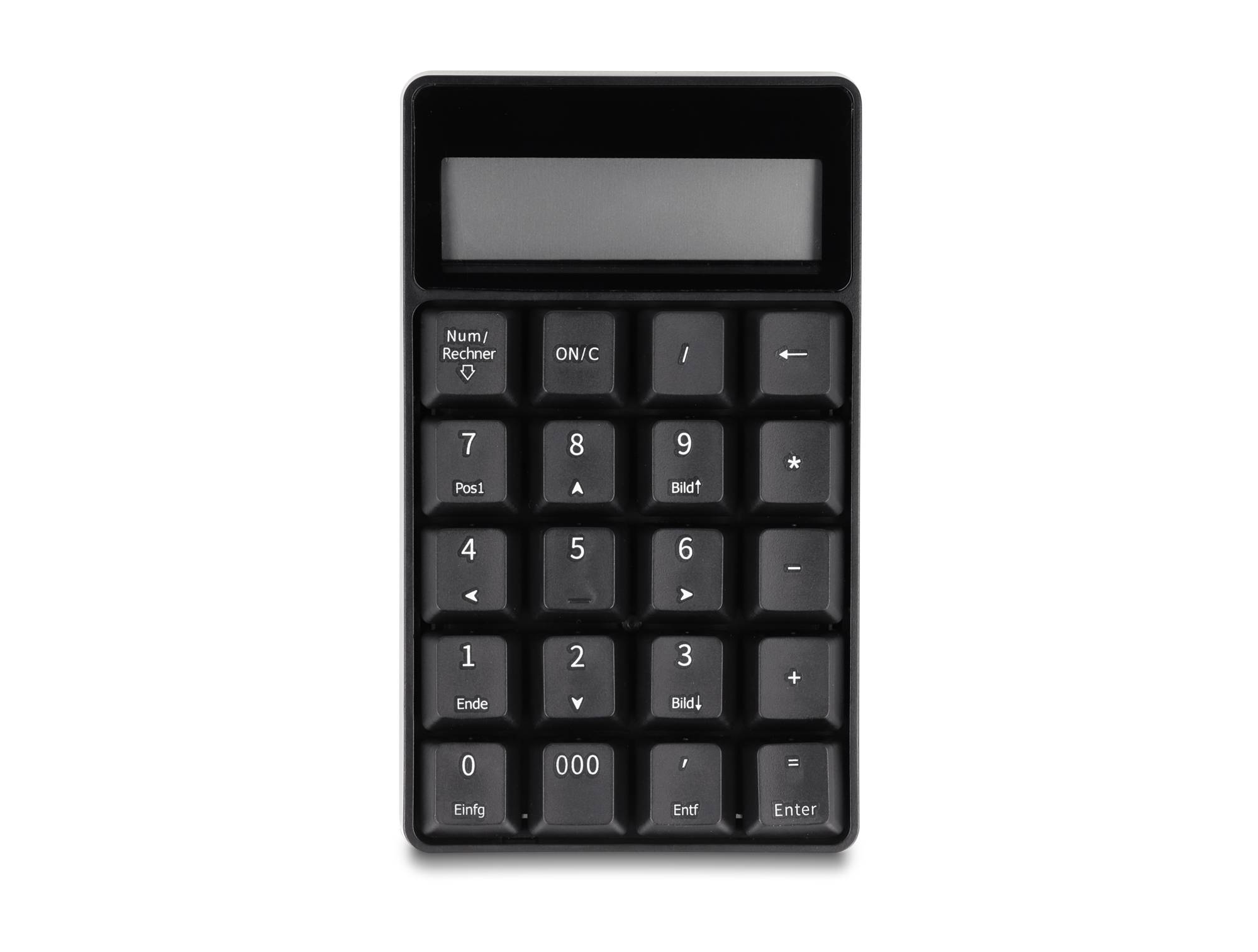 Delock 2 in 1 USB Typ-A Nummernblock mit Taschenrechner Funktion 2,4 GHz kabellos schwarz - USB - 20,
