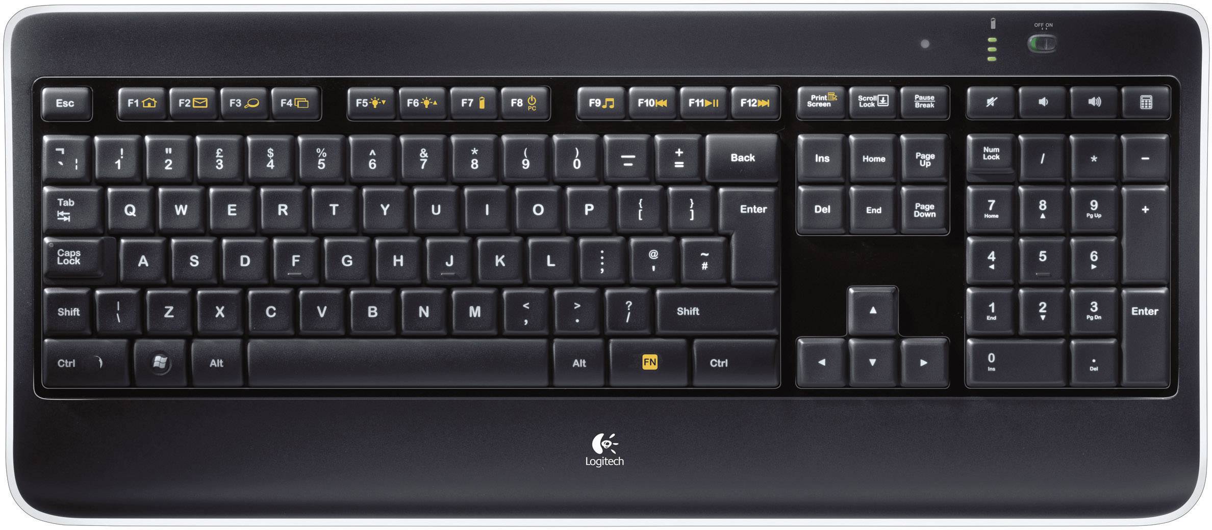 Logitech MX800 Funk-Tastatur,- Maus-Set Beleuchtet Deutsch, QWERTZ, Windows® Schwarz