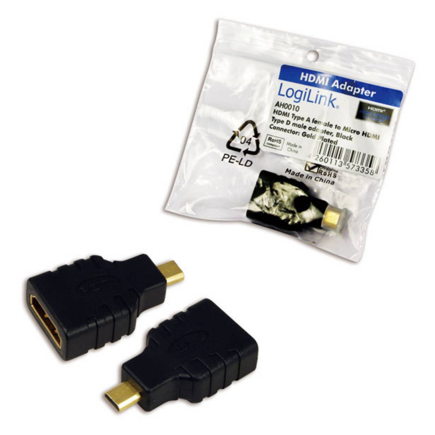 LogiLink HDMI-Adapter - HDMI weiblich zu 19 pin micro HDMI Type D männlich - Sch
