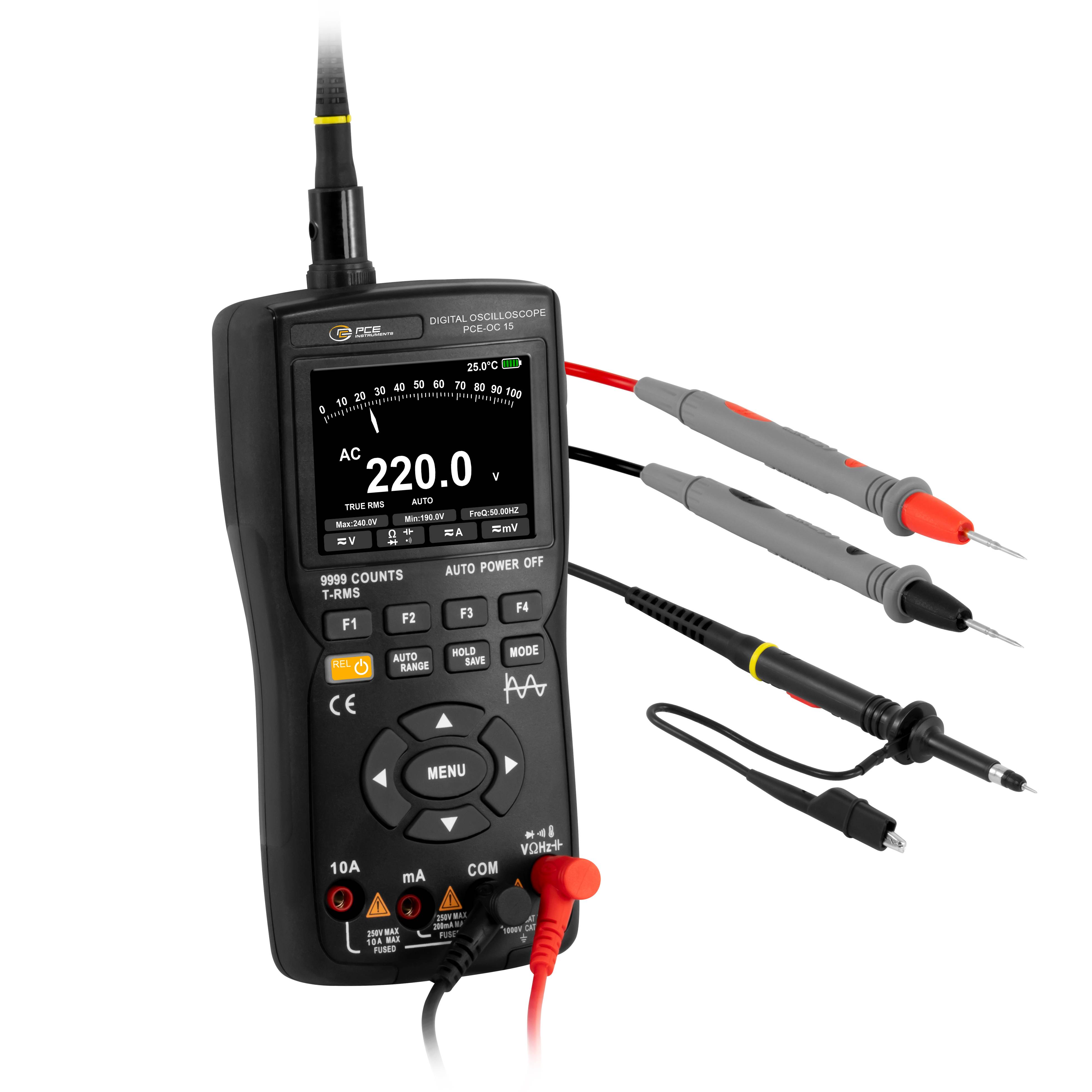 PCE Instruments PCE-OC 15 Hand-Multimeter digital Datenlogger, inkl. Prüfkabel