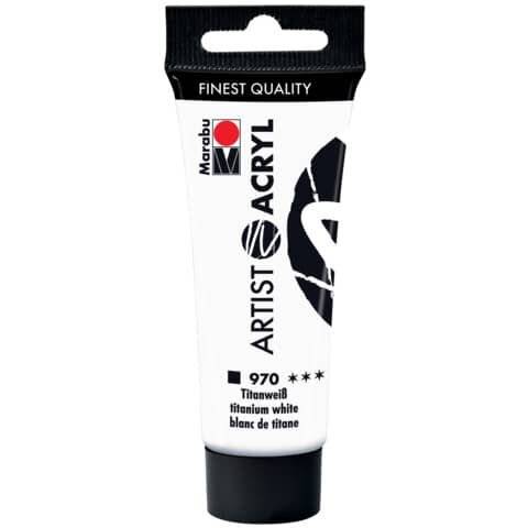 Marabu 12200055970 - Artist Acryl Titanweiß 970, 22 ml, feine Acrylfarbe in Künstlerqualität,