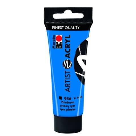 Marabu 12200055956 - Artist Acryl Primärcyan 956, 22 ml, feine Acrylfarbe in Künstlerqualität,