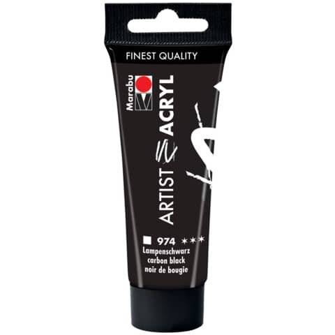 Marabu 12200055974 - Artist Acryl Lampenschwarz 974, 22 ml, feine Acrylfarbe in