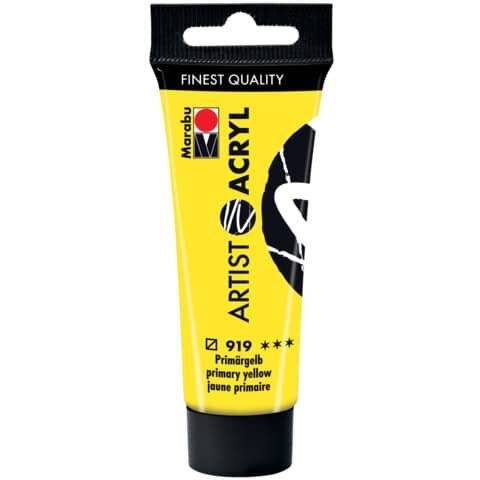 Marabu 12200055919 - Artist Acryl Primärgelb 919, 22 ml, feine Acrylfarbe in Künstlerqualität,