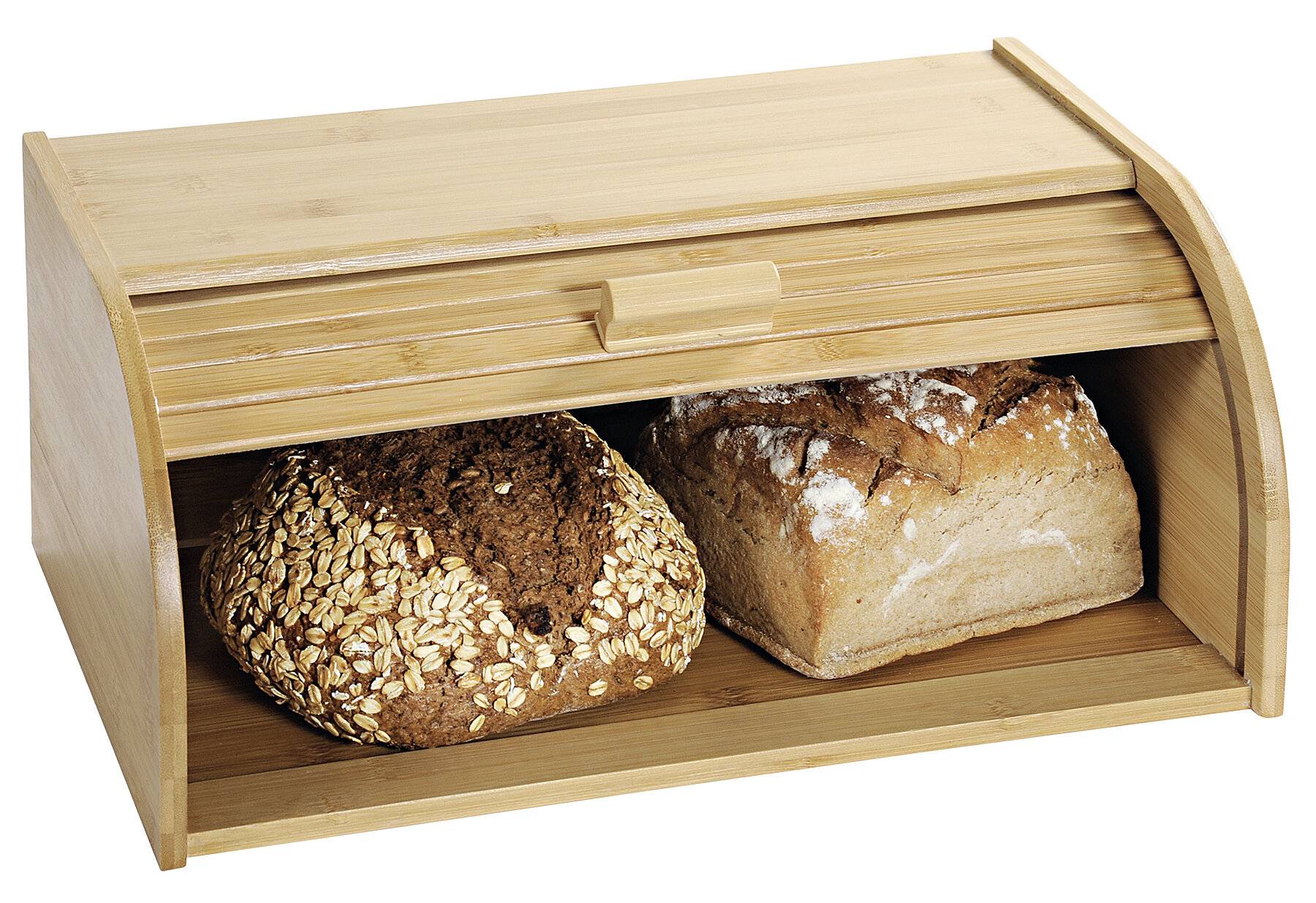 Kesper 58582 Großer Brotkasten aus Bambus mit Rollklappe, 40 x 27 x H17 cm, Frischhaltebox,