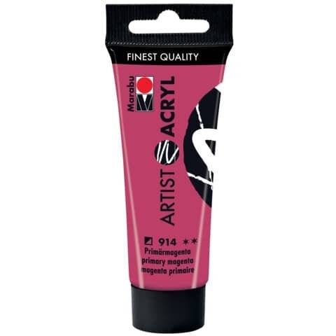 Marabu 12200055914 - Artist Acryl Primärmagenta 914, 22 ml, feine Acrylfarbe in