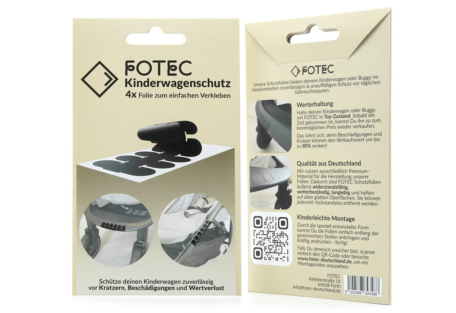 FOTEC Kinderwagen & Buggy Schutzfolien-Set 4er Pack