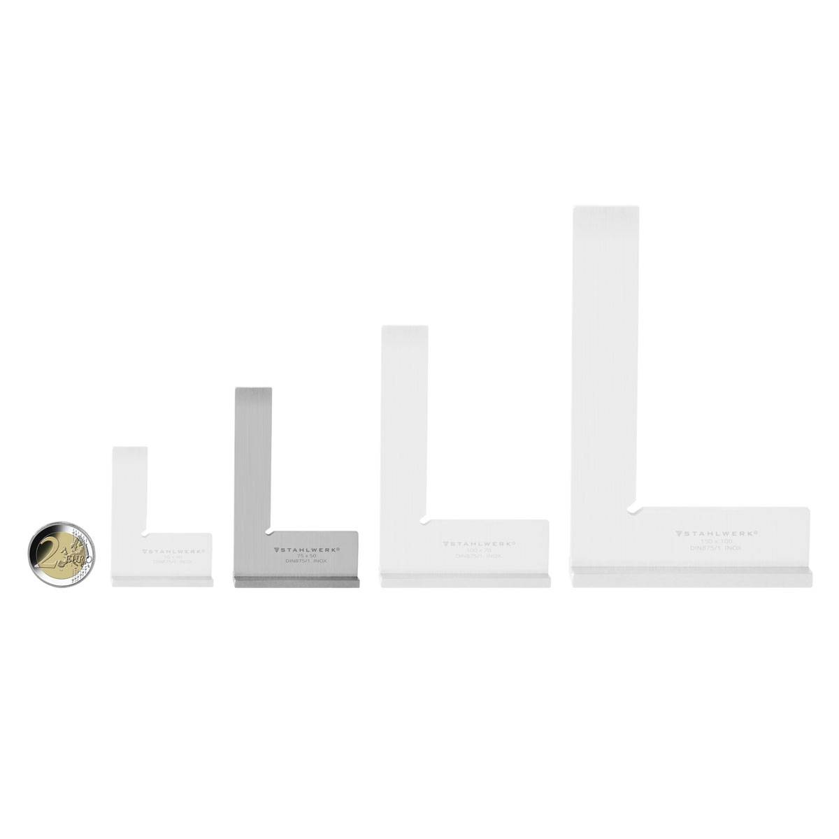 STAHLWERK Anschlagwinkel 90° 75 x 50 mm DIN 875/1 aus rostfreiem Edelstahl
