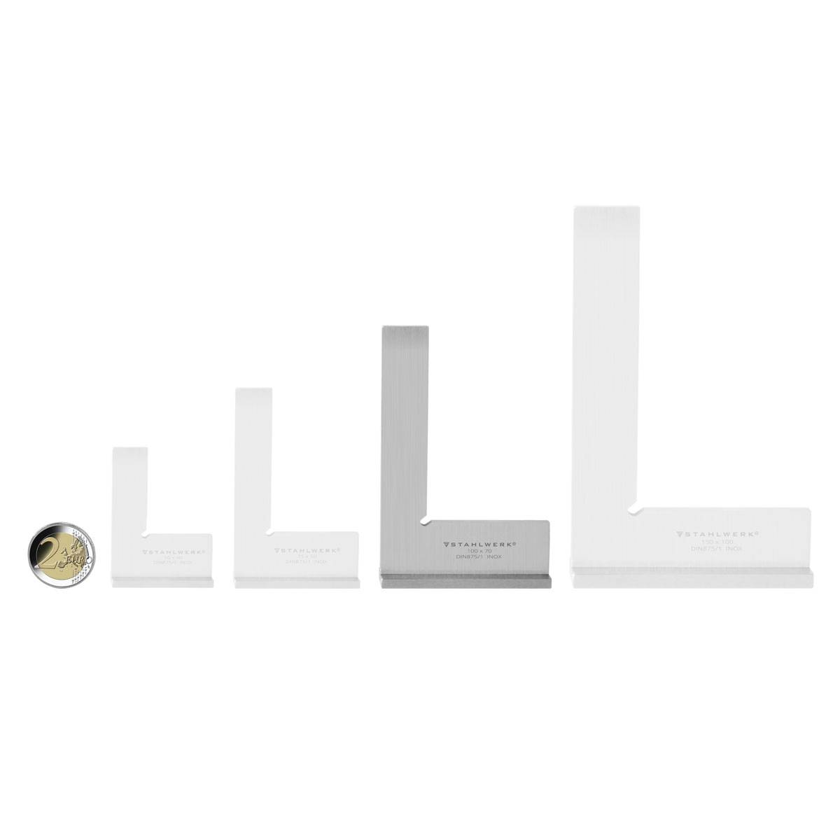 STAHLWERK Anschlagwinkel 90° 100 x 70 mm DIN 875/1 aus rostfreiem Edelstahl