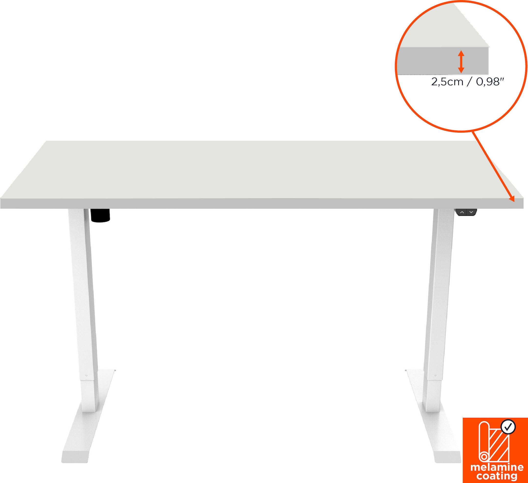 celexon elektrisch höhenverstellbarer Schreibtisch Economy eAdjust-71121 - weiß, inkl. Tischplatte 125 x 75 cm