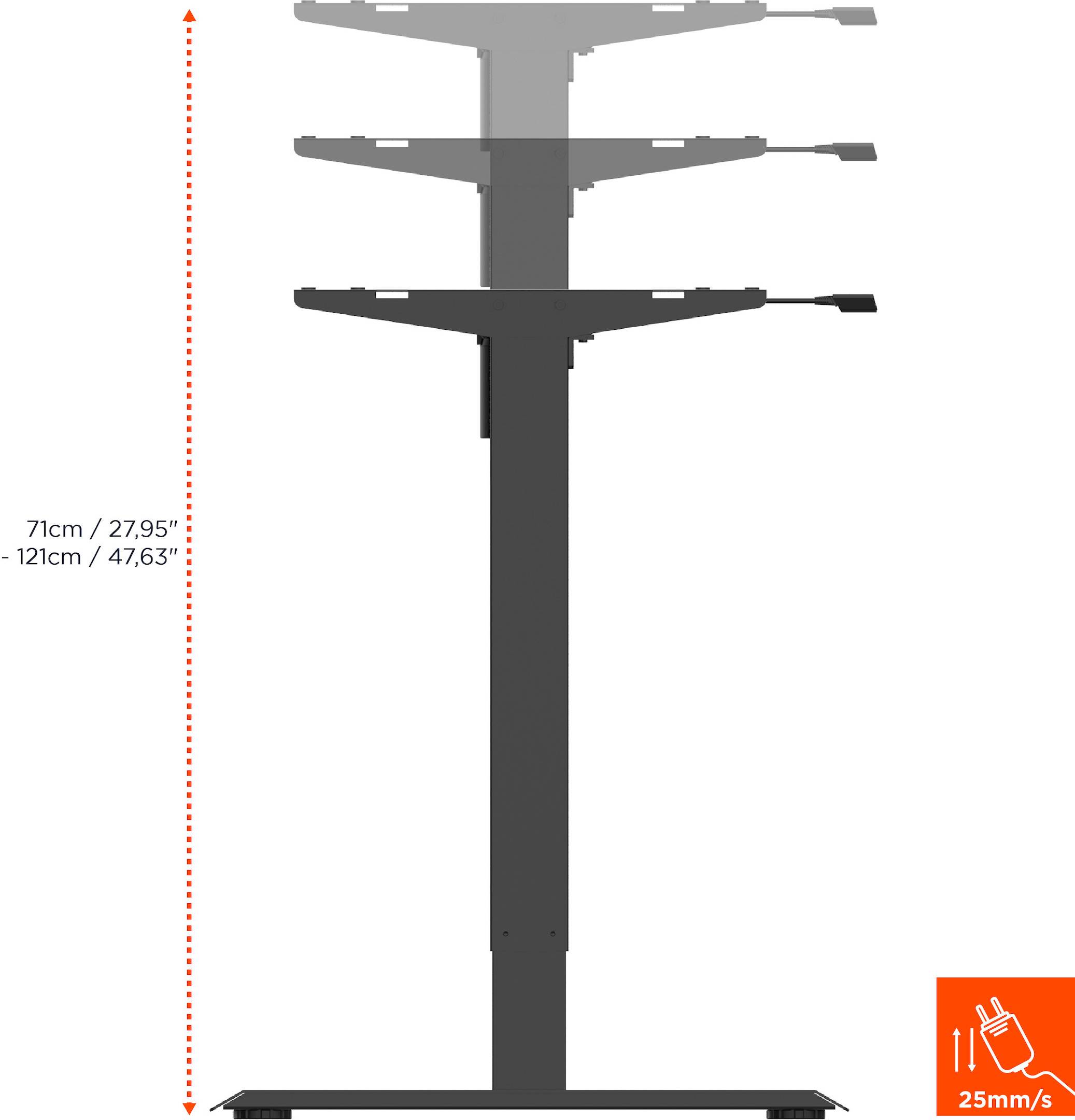 celexon elektrisch höhenverstellbarer Schreibtisch Economy eAdjust-71121 - schwarz, inkl. Tischplatte 125 x 75 cm