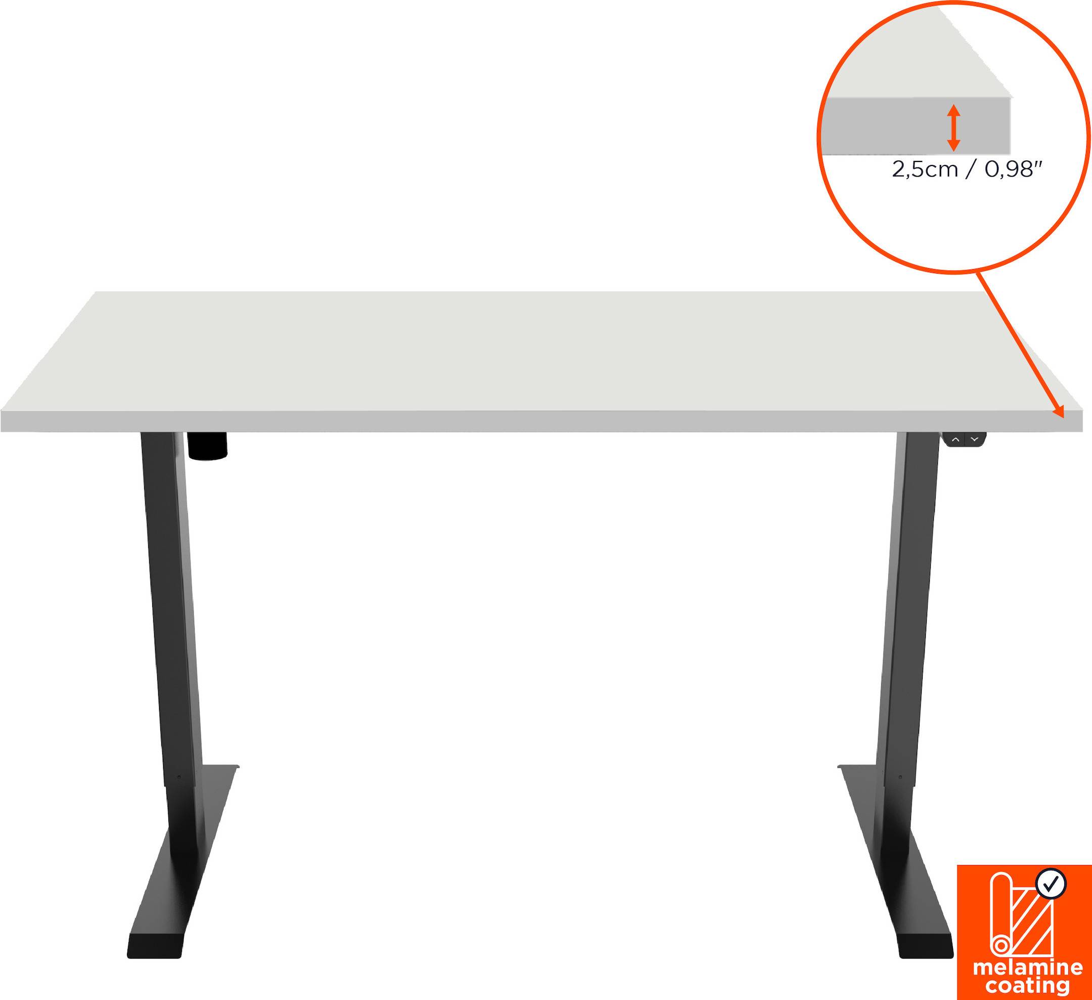 celexon elektrisch höhenverstellbarer Schreibtisch Economy eAdjust-71121 - schwarz, inkl. Tischplatte 125 x 75 cm