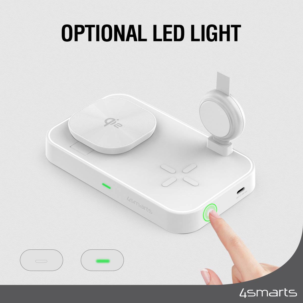 4smarts Trident - Kabelloses Ladegerät - Qi2 + AC-Netzteil - 25 Watt - 1 A (24 pin USB-C)