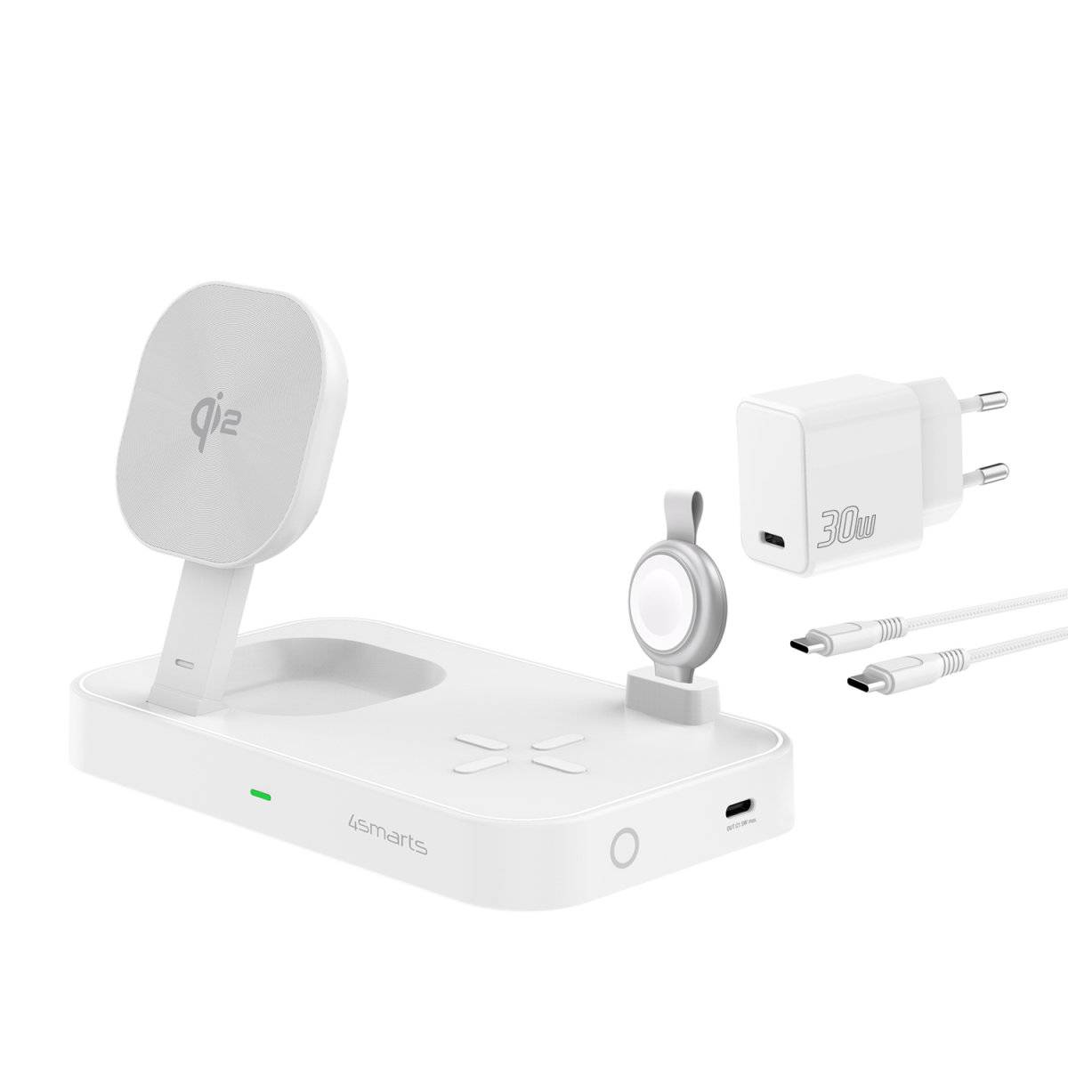 4smarts Trident - Kabelloses Ladegerät - Qi2 + AC-Netzteil - 25 Watt - 1 A (24 pin USB-C)