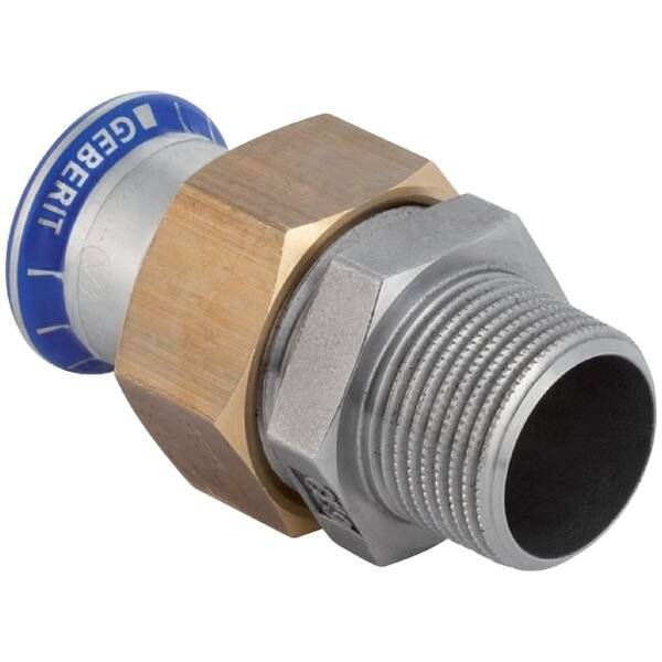 Geberit Mapress Edelstahl Übergangsverschraubung mit Außengewinde D 28mm, R 1"