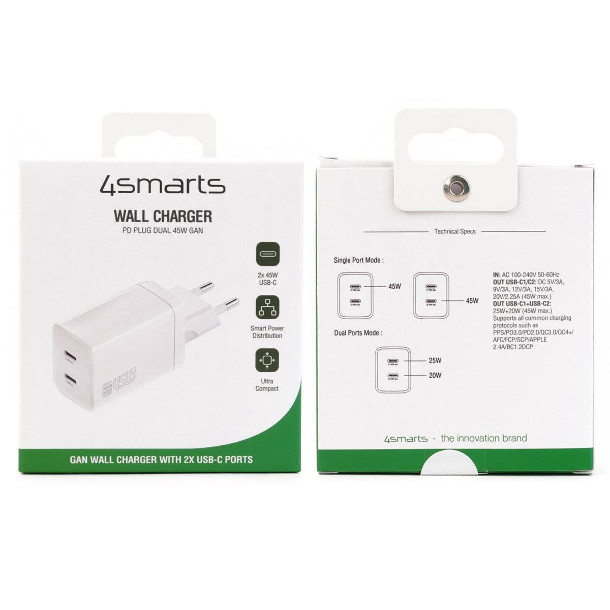 4smarts PDPlug Dual - Netzteil - GaN - 45 Watt